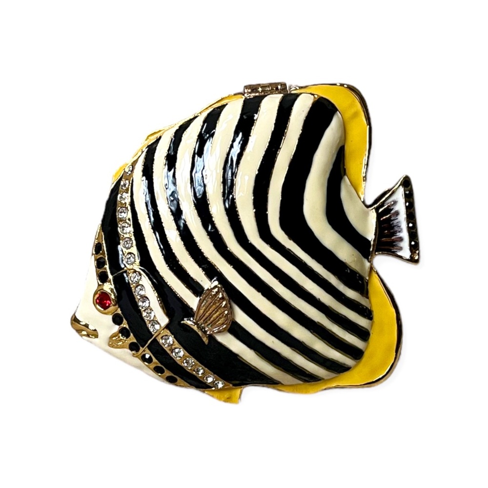 Zebra Fish Enameled Trinket Box w/Swarovski Crystals